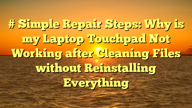 # Simple Repair Steps: Why is my Laptop Touchpad Not Working after Cleaning Files without Reinstalling Everything